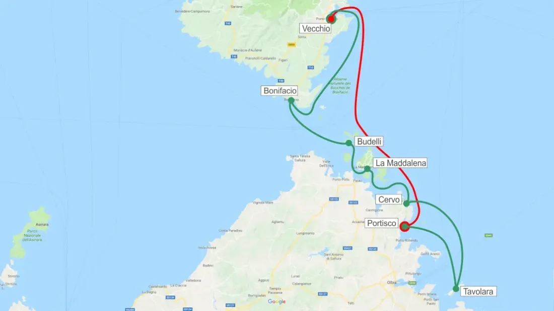 Route from Portisco to Vecchio