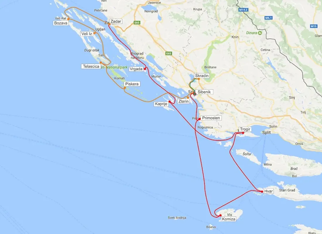 Trasa z Szybenika na Hvar i do Zadaru (14 dni)